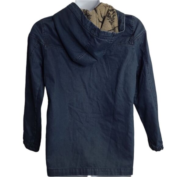 TOPSHOP Moto denim hooded blanket jacket with deer and western print 8 - Picture 3 of 10